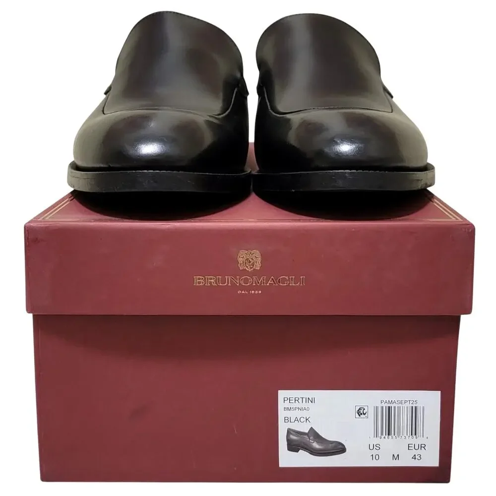 Bruno Magli Men Pertini Slip On Loafers Size US 10M Black Leather
